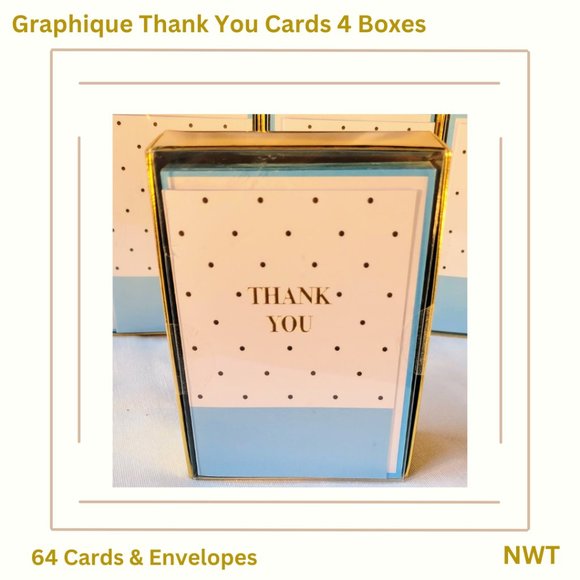 Graphique Boxed Thank you Cards 16 count 3 ¼” x 5” 4 boxes NWT - Picture 1 of 4